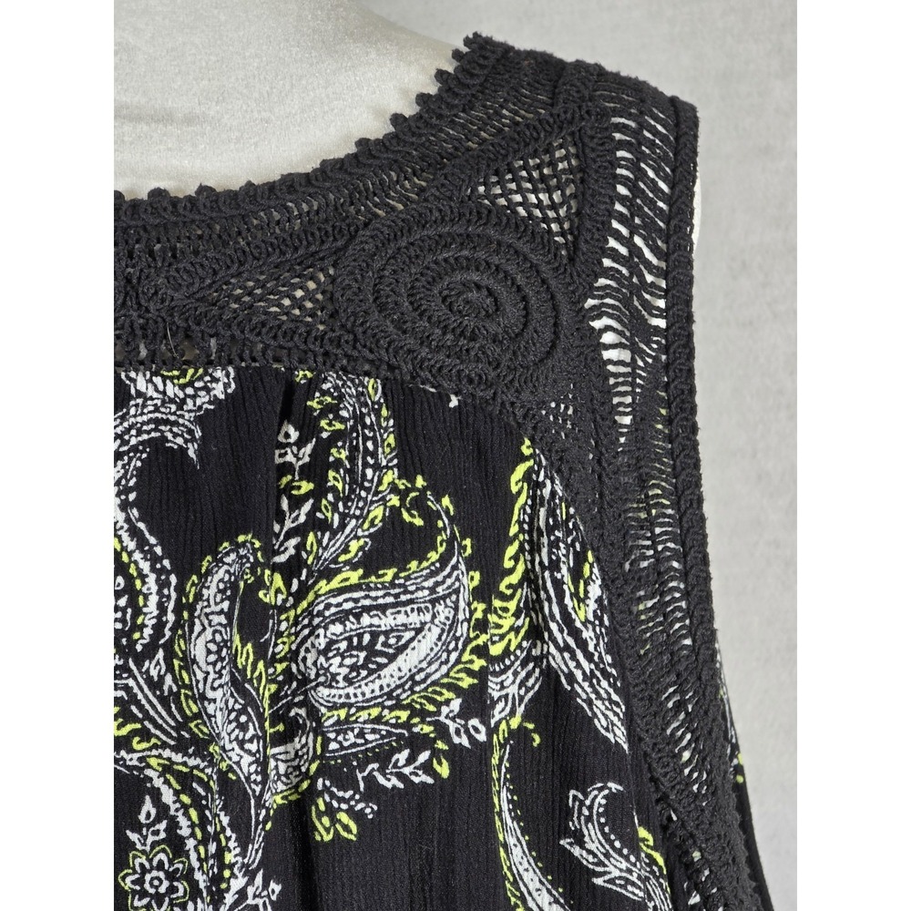 Cato Womens Tank Top Size 22/24W Crocheted Yoke Sleeveless Paisley Peasant Boho - Picture 8 of 15